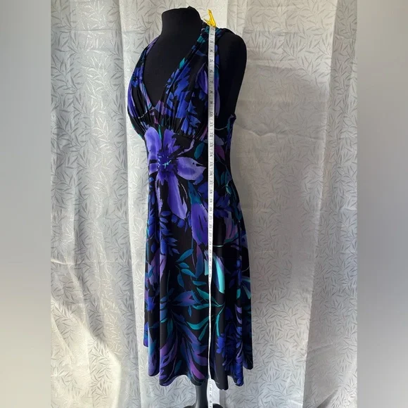 Connected Apparel Black Purple and Blue Floral Dress - Picture 5 of 11